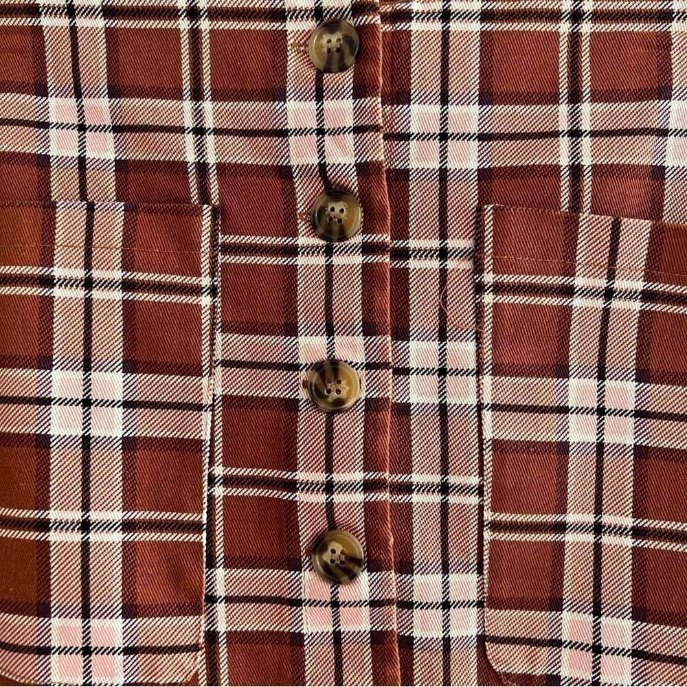 Plaid Patch Pocket High Rise Button Front Skirt - Picture 2 of 4